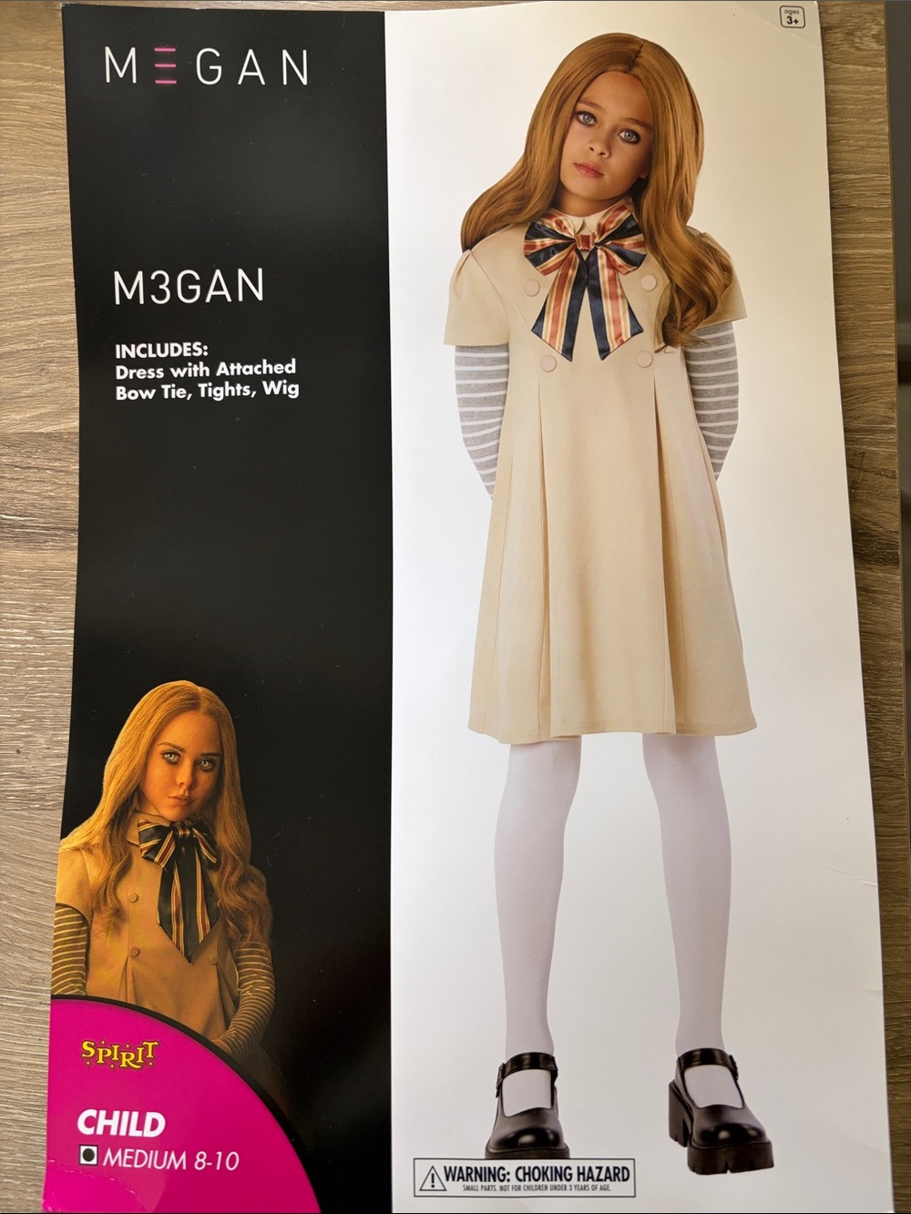 Meghan LA Beige Child Dress with Striped Bow